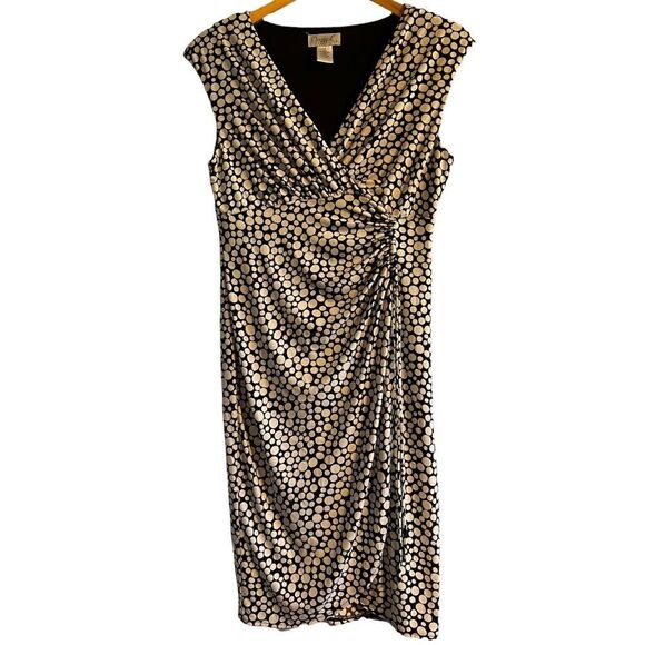 Sz 10 Dress Polka Dot with shoulder pads & figure flattering style NWOT - Picture 1 of 13